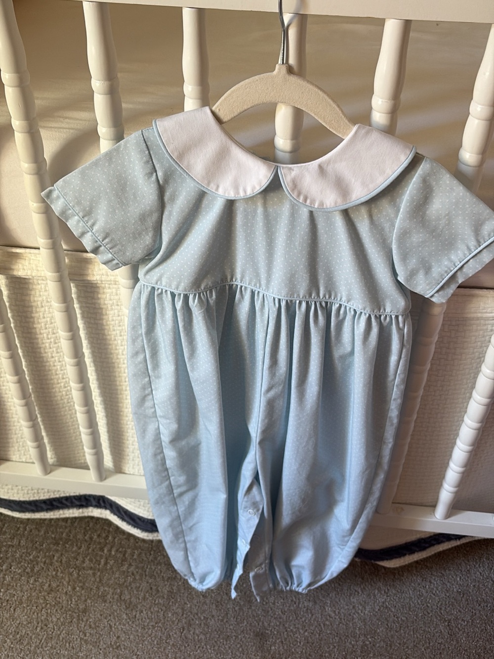 Light Blue Peter Pan Collar Baby One-Piece